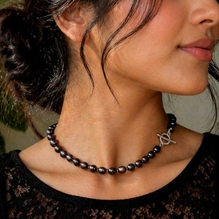 Handcrafted Black Freshwater Pearl Choker Necklace